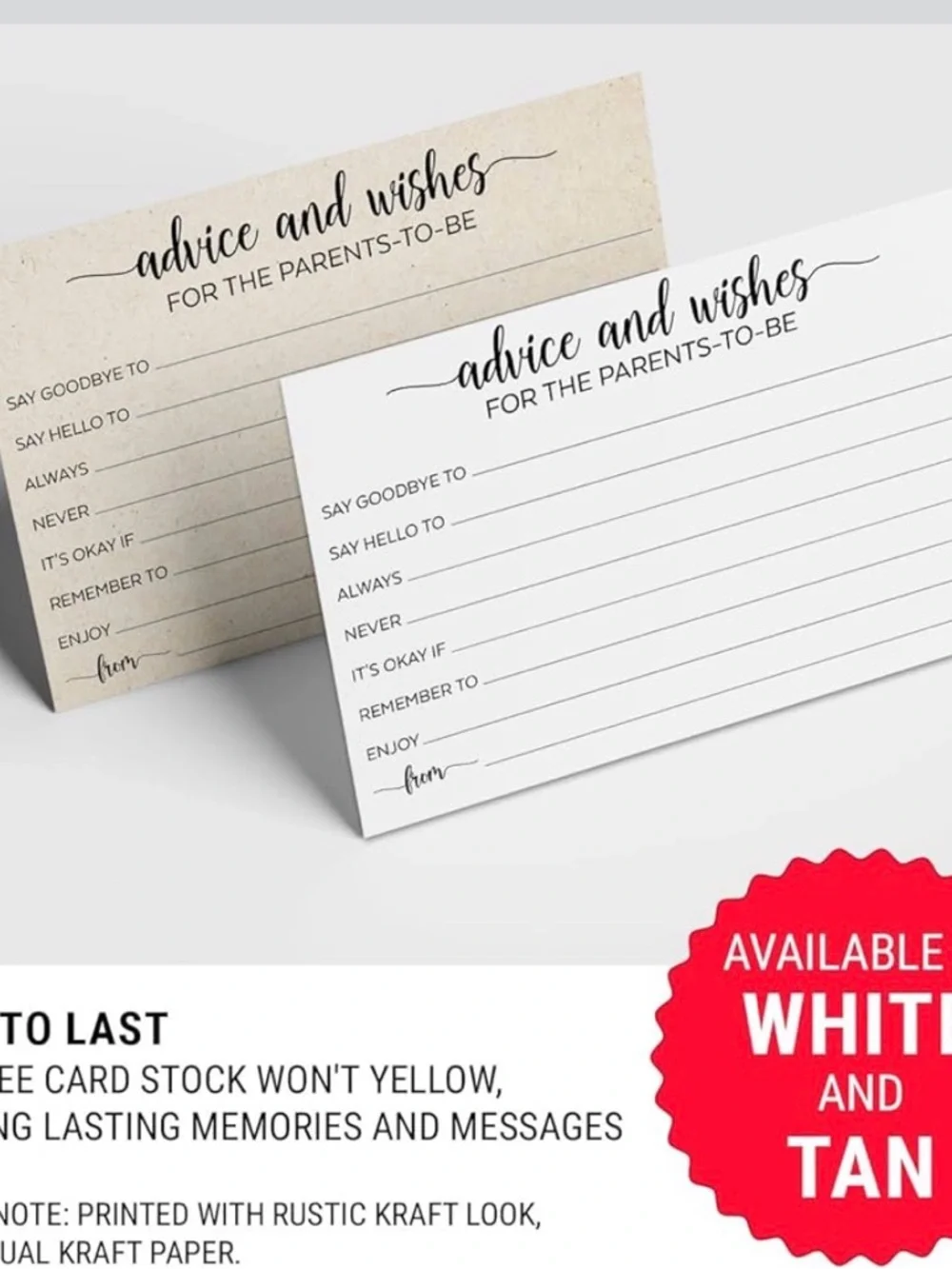 Advice and Wishes Cards - Neutral Beige Baby Shower Set